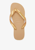 Women's Top Logo Metallic Flip Flops
